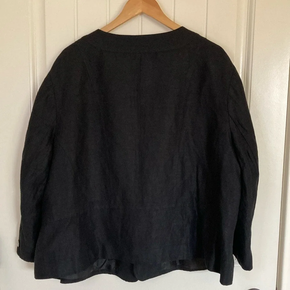 Covington Womens Linen Blend Button Front Blazer Size 26W‎ Black Classic Career